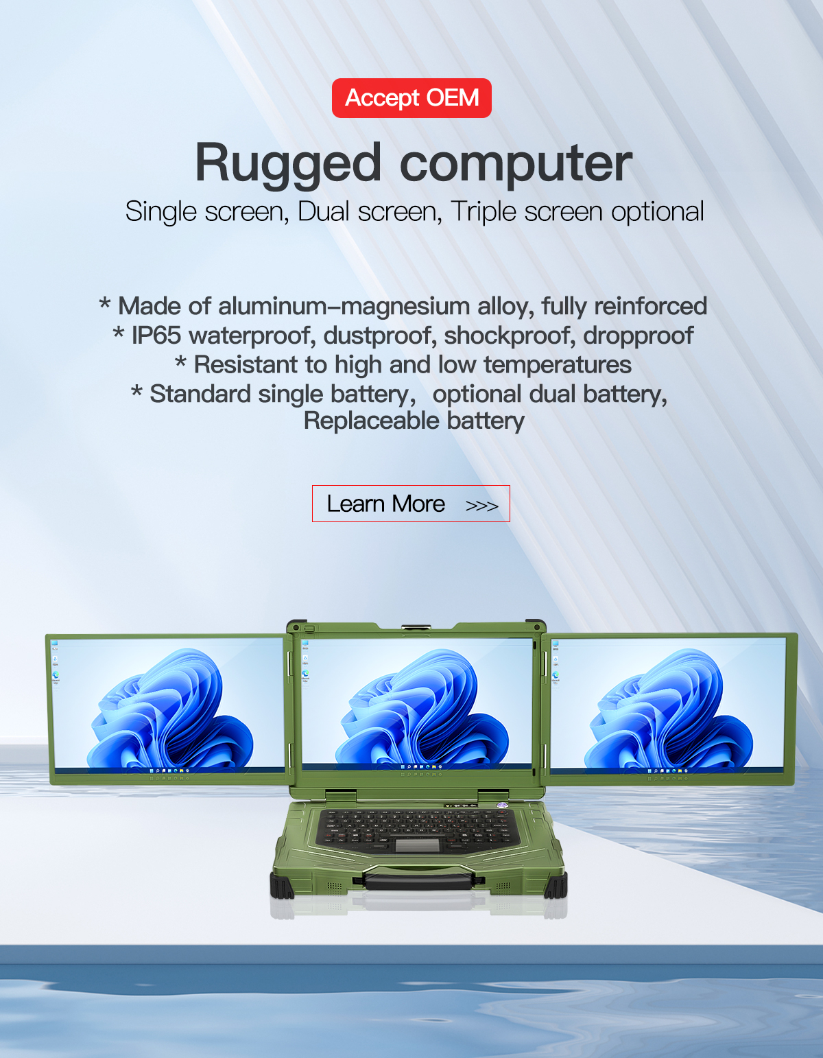 Flip-down Rugged Computer